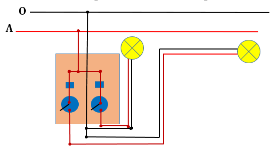 Cách lắp mạch điện 2 cầu chì 2 công tắc 1 ổ cắm 2 bóng đèn